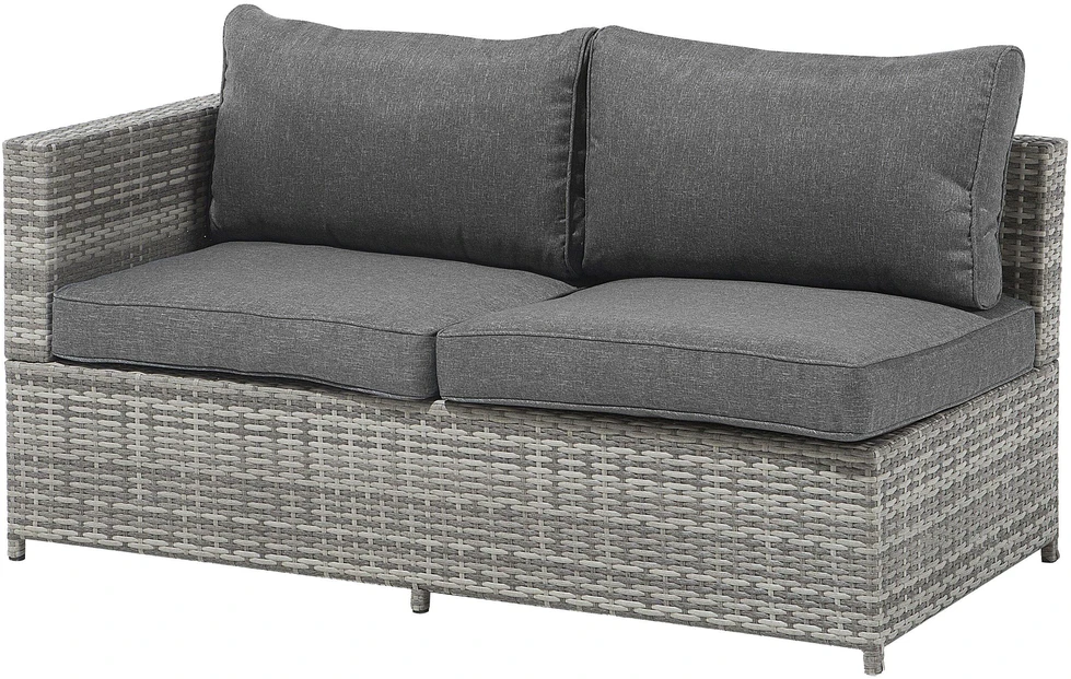 Lauko baldų komplektas Beliani Sodo kampinė sofa su staliuku 4 asmenims AVOLA kairinė, pilka, technoratanas