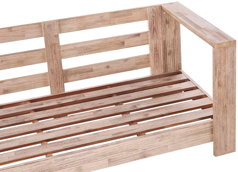 Lauko baldų komplektas Beliani Sodo kampinė sofa 5 asmenims MARETTIMO kairinė, raudona, sertifikuota akacijos mediena