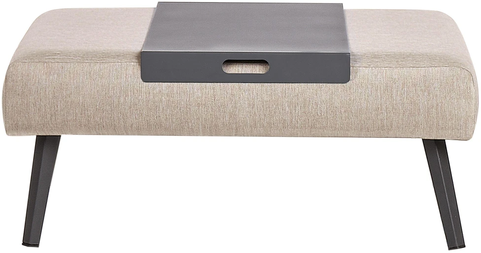 Lauko baldų komplektas Beliani Sodo kampinė sofa su staleliu 4 asmenims SORRIVOLI kairinė Smėlio spalvos