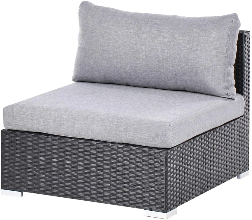 Lauko baldų komplektas Beliani Sodo kampinė sofa su staliuku 4 asmenims SANO dešininė, juoda, technoratanas