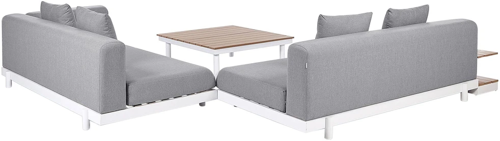 Lauko baldų komplektas Beliani Sodo kampinė sofa su stalu 5 asmenims MISSANELLO pilka
