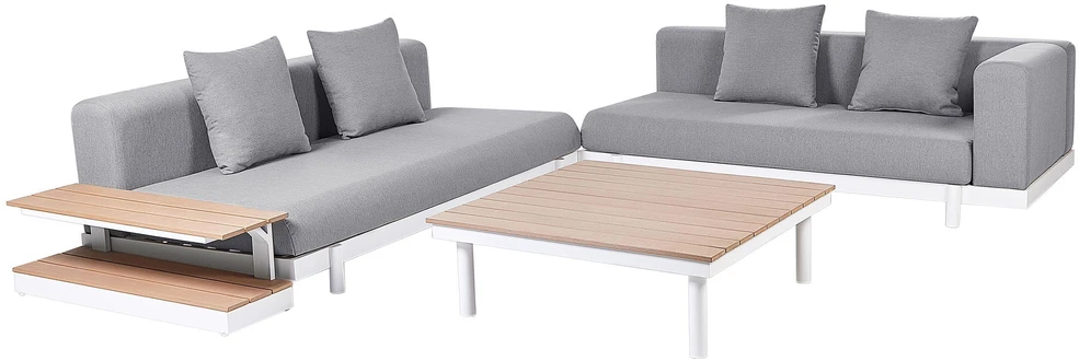 Lauko baldų komplektas Beliani Sodo kampinė sofa su stalu 5 asmenims MISSANELLO pilka