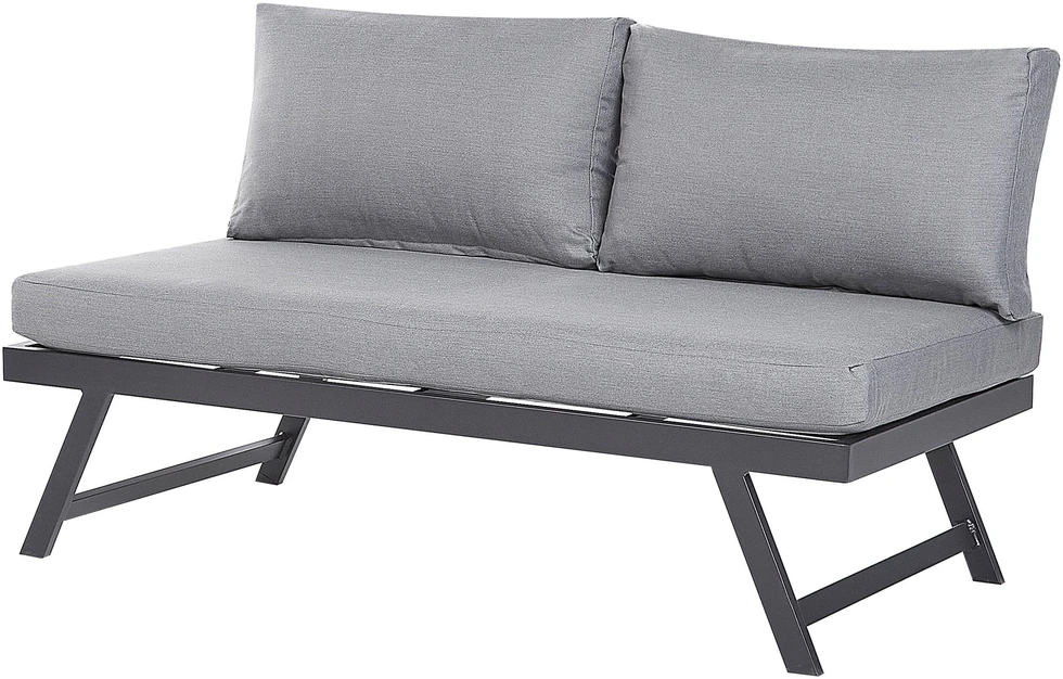 Lauko baldų komplektas Beliani Sodo kampinė sofa su staliuku 5 asmenims COCCORINO pilka, metalinė