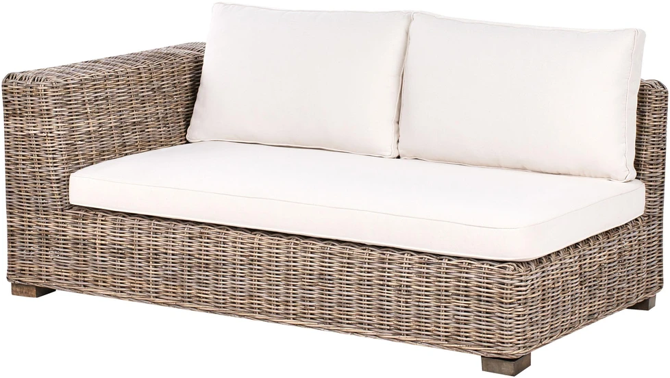 Lauko baldų komplektas Beliani Sodo kampinė sofa su pufu 5 asmenims RINELLA, pilkas ratanas