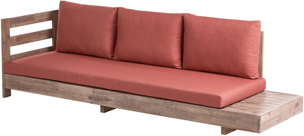 Lauko baldų komplektas Beliani Sodo kampinė sofa 5 asmenims MARETTIMO dešininė raudoni sertifikuota akacijos mediena