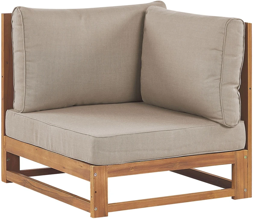 Lauko baldų komplektas Beliani Sodo kampinė sofa su staliuku 5 žmonėms TIMOR Šviesiai ruda Sertifikuota akacijos mediena Modulinė