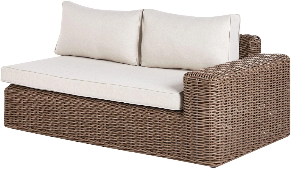 Lauko baldų komplektas Beliani Sodo kampinė sofa su otomane 6 asmenims PALERMO, ruda, technoratanas, modulinė