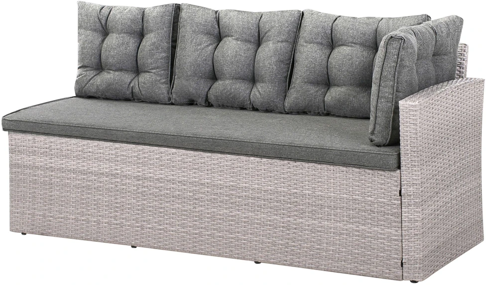 Lauko baldų komplektas Beliani Sodo kampinė sofa VITERBO, 8 vietų, pilka, technoratanas