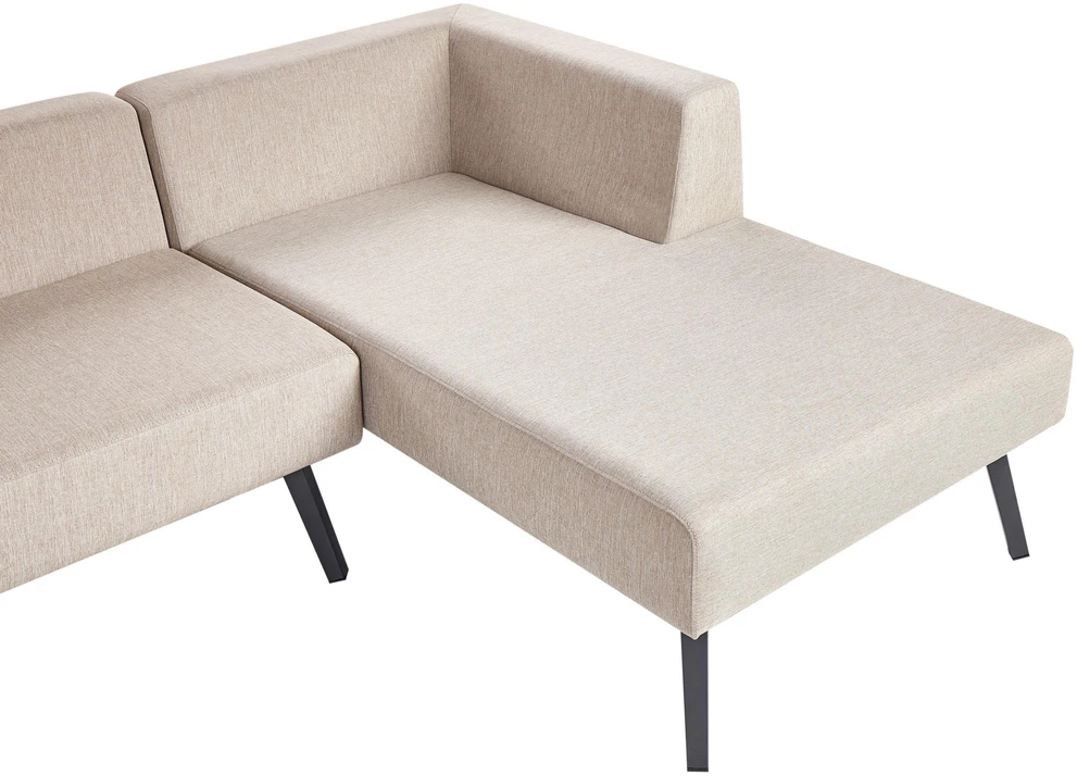 Lauko baldų komplektas Beliani Sodo kampinė sofa su staleliu 4 asmenims SORRIVOLI kairinė Smėlio spalvos