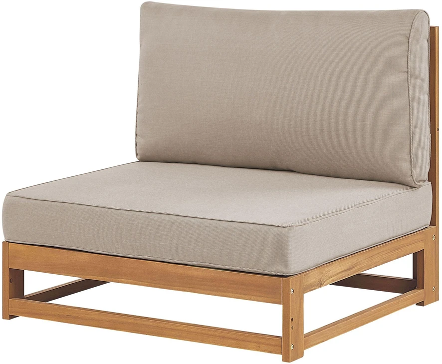 Lauko baldų komplektas Beliani Sodo kampinė sofa su staliuku 5 žmonėms TIMOR Šviesiai ruda Sertifikuota akacijos mediena Modulinė