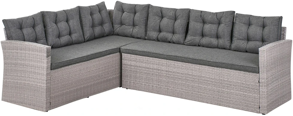 Lauko baldų komplektas Beliani Sodo kampinė sofa VITERBO, 8 vietų, pilka, technoratanas