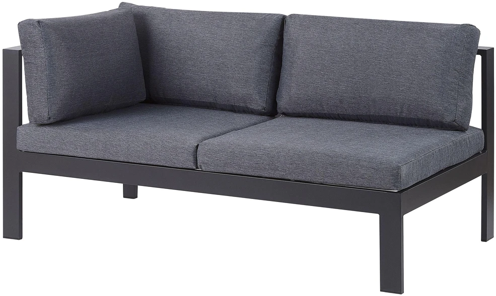 Lauko baldų komplektas Beliani Sodo kampinė sofa su staliuku 5 asmenims MESSINA kairinė juoda metalinė