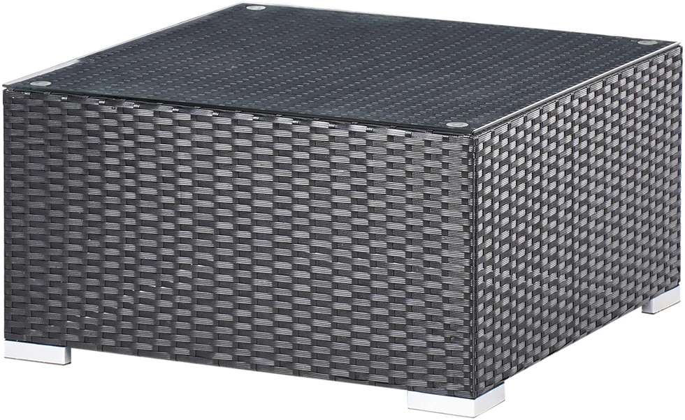 Lauko baldų komplektas Beliani Sodo kampinė sofa su staliuku 4 asmenims SANO dešininė, juoda, technoratanas