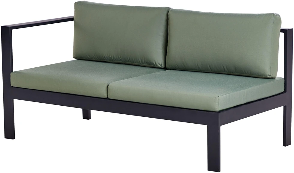 Lauko baldų komplektas Beliani Sodo kampinė sofa su staliuku 5 asmenims MESSINA kairinė žalia metalinė