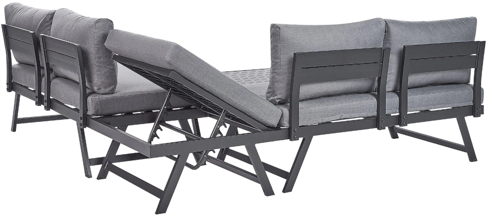 Lauko baldų komplektas Beliani Sodo kampinė sofa su staliuku 5 asmenims COCCORINO pilka, metalinė