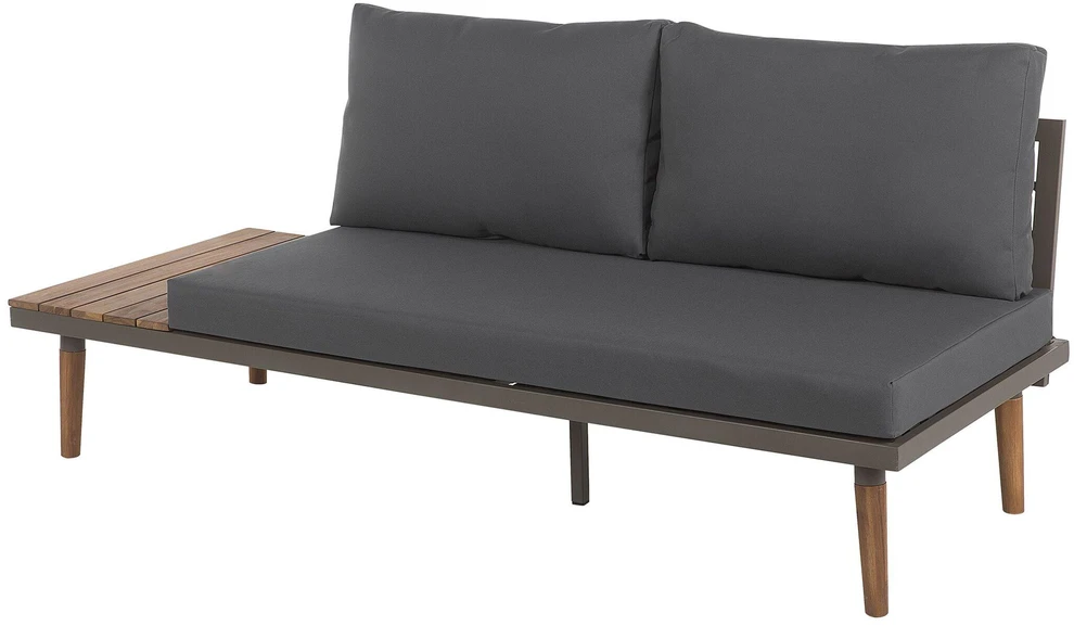 Lauko baldų komplektas Beliani Sodo kampinė sofa su staliuku 5 asmenims CORATO pilka akacijos mediena