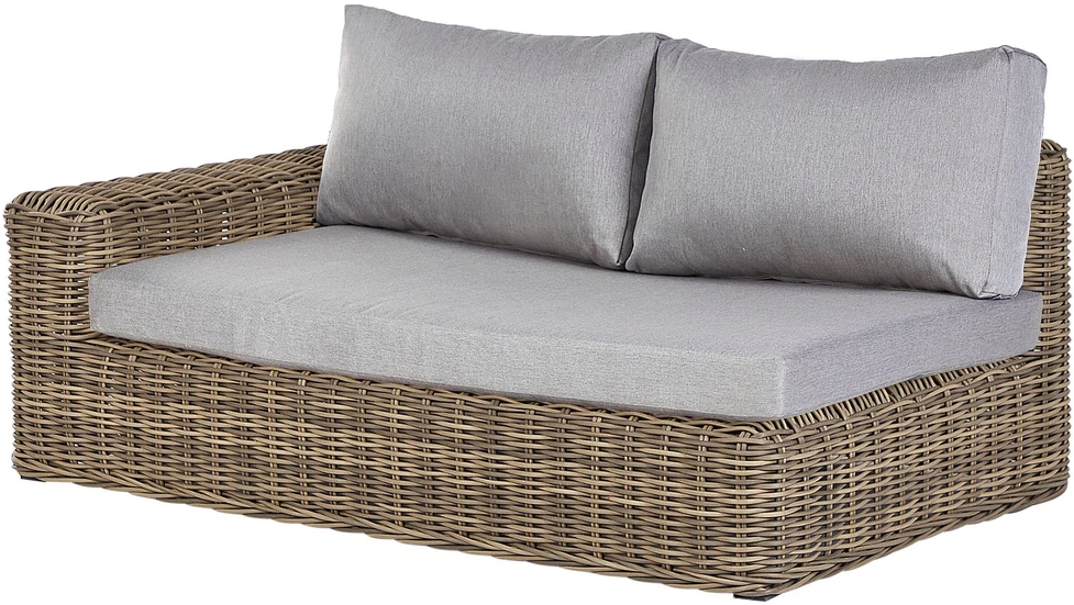 Lauko baldų komplektas Beliani Sodo kampinė sofa su pufu 6 asmenims PALERMO šviesiai ruda technorattanas, modulinė