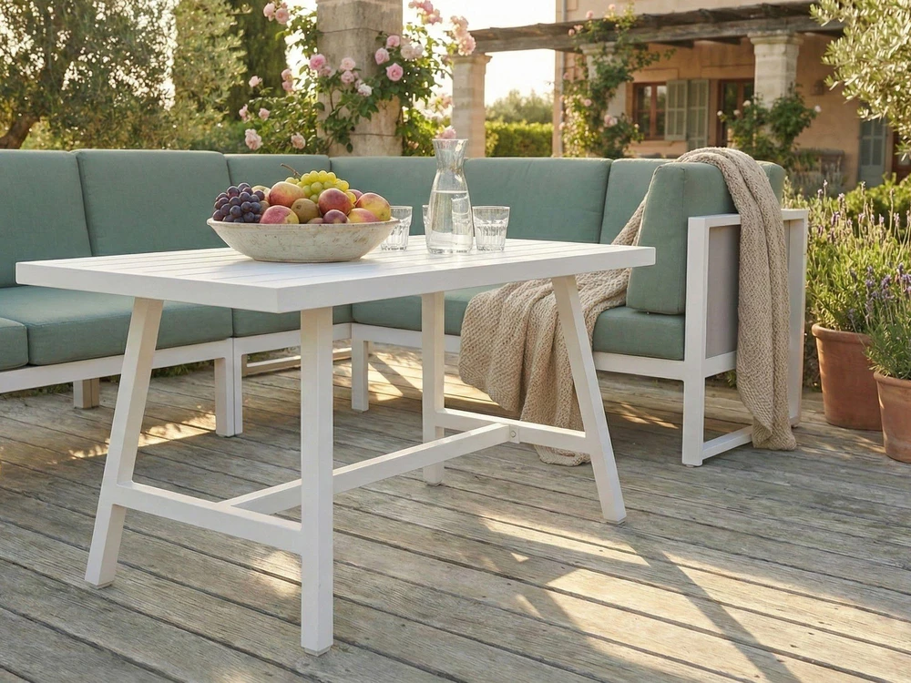 Lauko baldų komplektas Beliani Sodo kampinė sofa su stalu 6 asmenims CASTELLA/FRATTE kairinė, žalia, metalinė