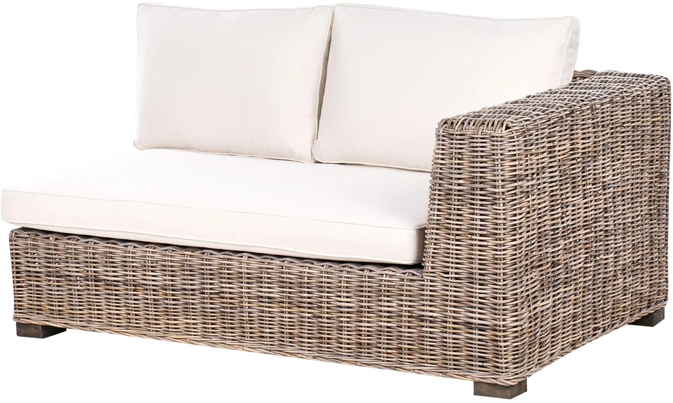 Lauko baldų komplektas Beliani Sodo kampinė sofa su pufu 5 asmenims RINELLA, pilkas ratanas