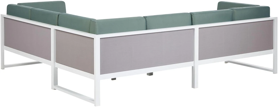 Lauko baldų komplektas Beliani Sodo kampinė sofa su stalu 6 asmenims CASTELLA/FRATTE kairinė, žalia, metalinė