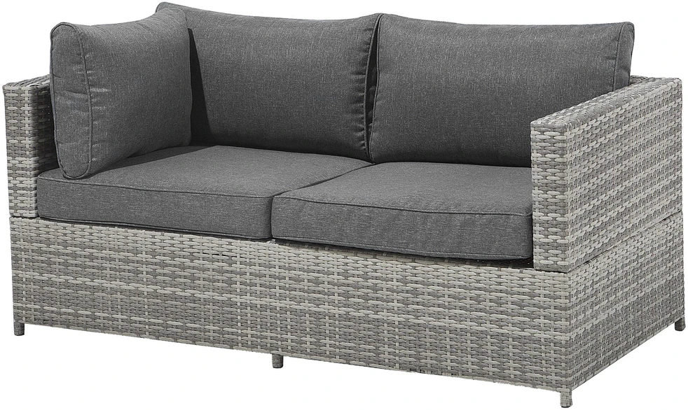 Lauko baldų komplektas Beliani Sodo kampinė sofa su staliuku 4 asmenims AVOLA kairinė, pilka, technoratanas