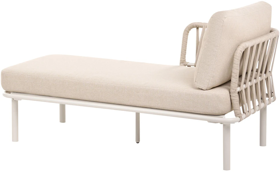 Lauko baldų komplektas Beliani Sodo kampinė sofa su staliuku 3 žmonėms ORTE, metalinė, smėlio spalvos, dešinės pusės