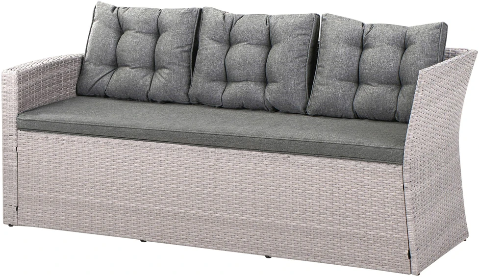 Lauko baldų komplektas Beliani Sodo kampinė sofa VITERBO, 8 vietų, pilka, technoratanas