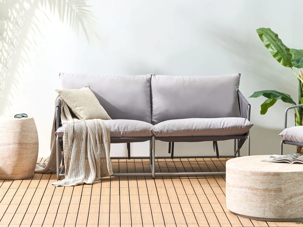 Lauko baldų komplektas Beliani Sodo sofa PONTE, 2 vietų, metalinė, pilka