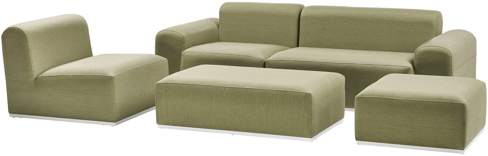 Lauko baldų komplektas Beliani Sodo sofa su otomane 7 asmenims BATTIFOLLO Alyvinė modulinė