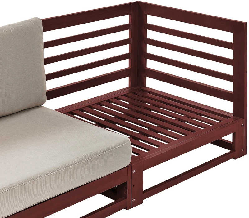 Lauko baldų komplektas Beliani Sodo sofa 3 asmenims TRANI Modulinė Sertifikuota akacijos mediena Bordo