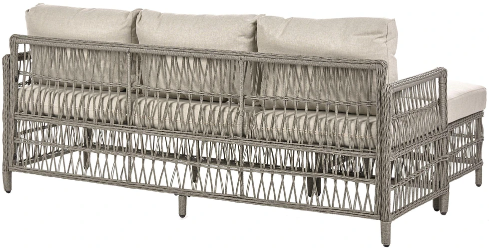 Lauko baldų komplektas Beliani Sodo sofa su otomane 3 asmenims OFENA Technorattan Pilka
