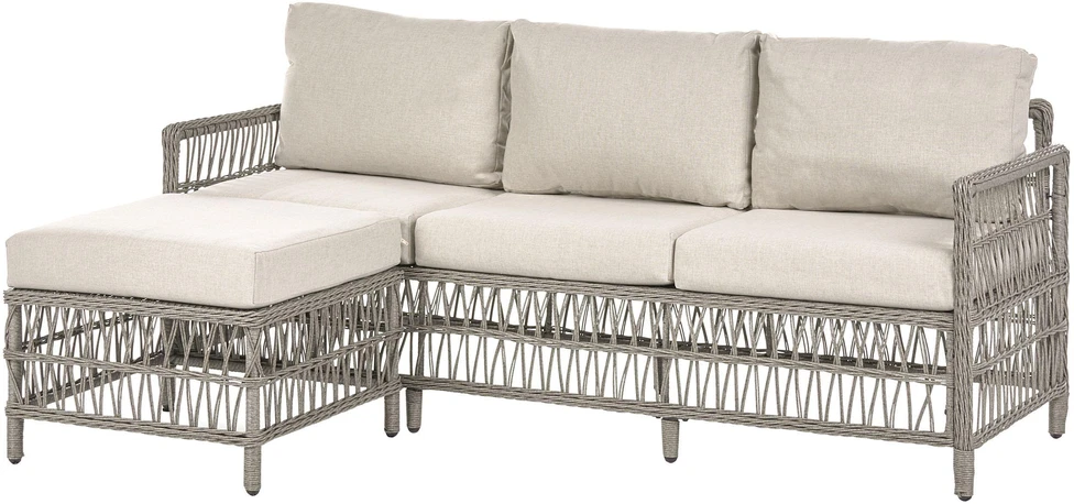 Lauko baldų komplektas Beliani Sodo sofa su otomane 3 asmenims OFENA Technorattan Pilka