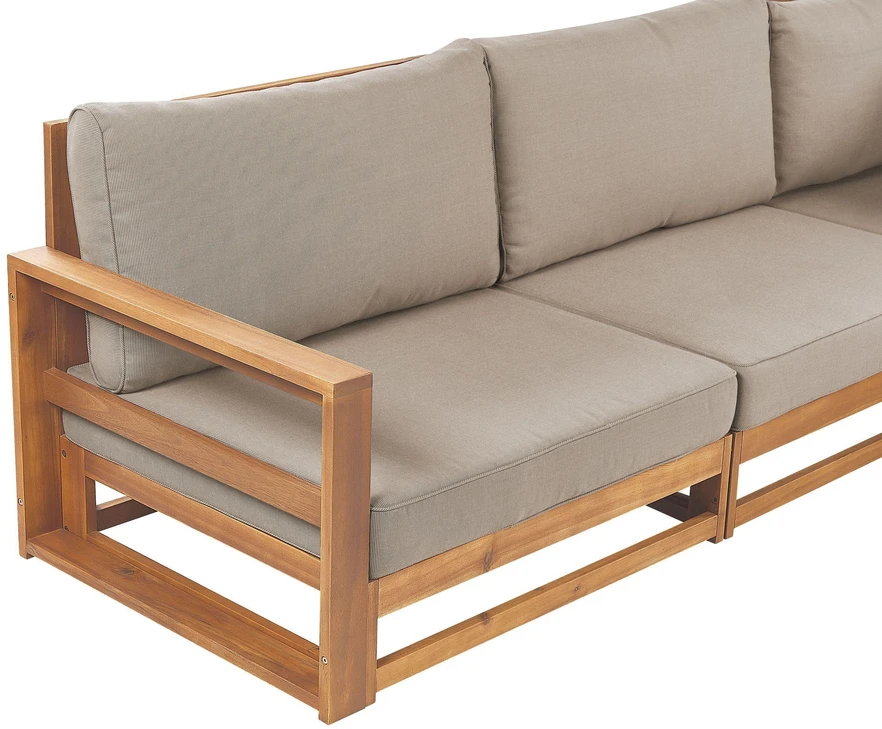 Lauko baldų komplektas Beliani Sodo sofa 3 asmenims TIMOR, modulinė, sertifikuota akacijos mediena, šviesiai ruda
