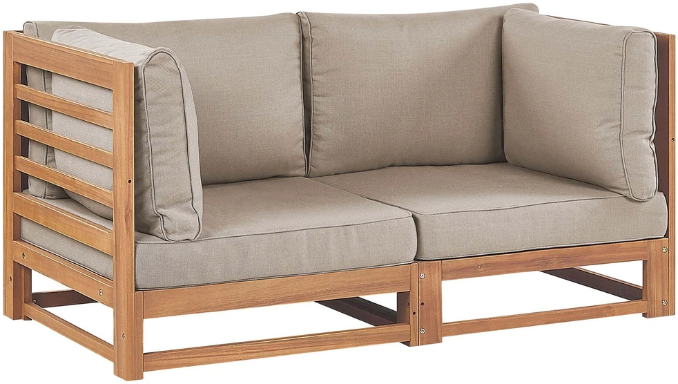 Lauko baldų komplektas Beliani Sodo sofa 2 asmenims TRANI Modulinė Sertifikuota akacijos mediena Šviesiai ruda