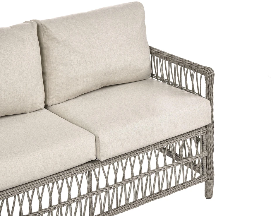 Lauko baldų komplektas Beliani Sodo sofa su otomane 3 asmenims OFENA Technorattan Pilka
