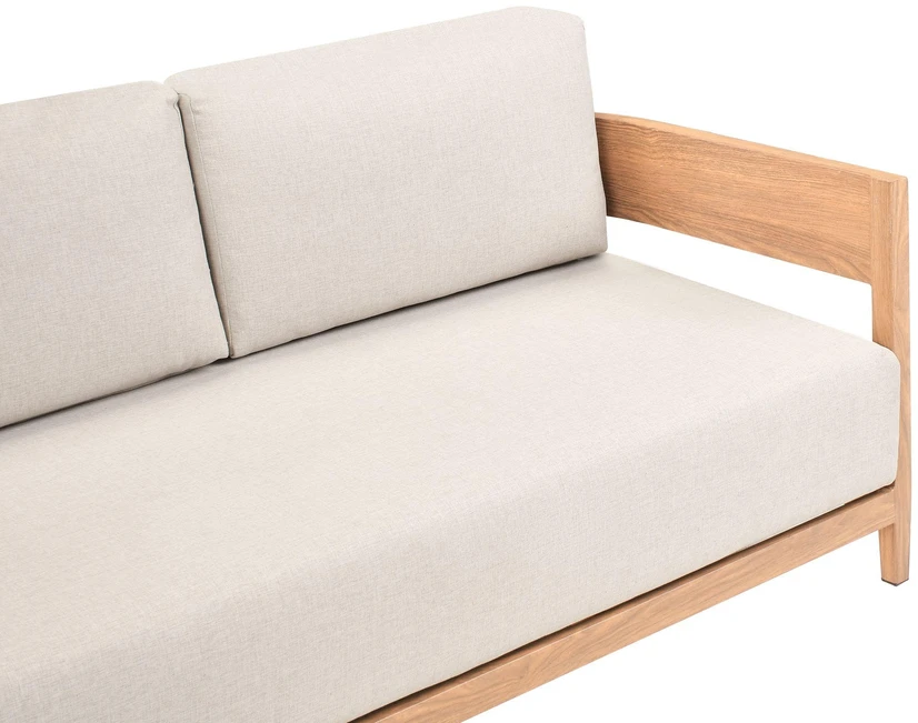 Lauko baldų komplektas Beliani Sodo sofa su staliuku 2 asmenims SAMPIERI šviesiai ruda metalinė