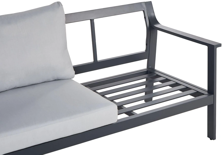 Lauko baldų komplektas Beliani Sodo sofa 3 asmenims KIATO Metalo šviesiai pilka