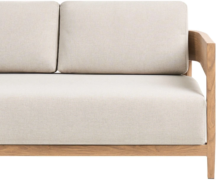 Lauko baldų komplektas Beliani Sodo sofa su staliuku 2 asmenims SAMPIERI šviesiai ruda metalinė