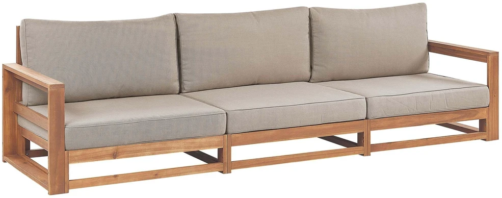 Lauko baldų komplektas Beliani Sodo sofa 3 asmenims TIMOR, modulinė, sertifikuota akacijos mediena, šviesiai ruda