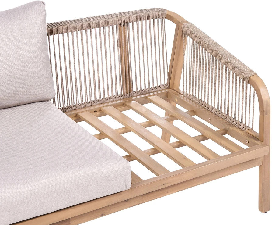 Lauko baldų komplektas Beliani Sodo sofa su staliuku 2 asmenims SUMBA akacijos mediena šviesiai ruda