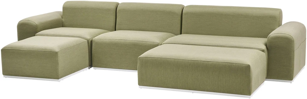 Lauko baldų komplektas Beliani Sodo sofa su otomane 7 asmenims BATTIFOLLO Alyvinė modulinė