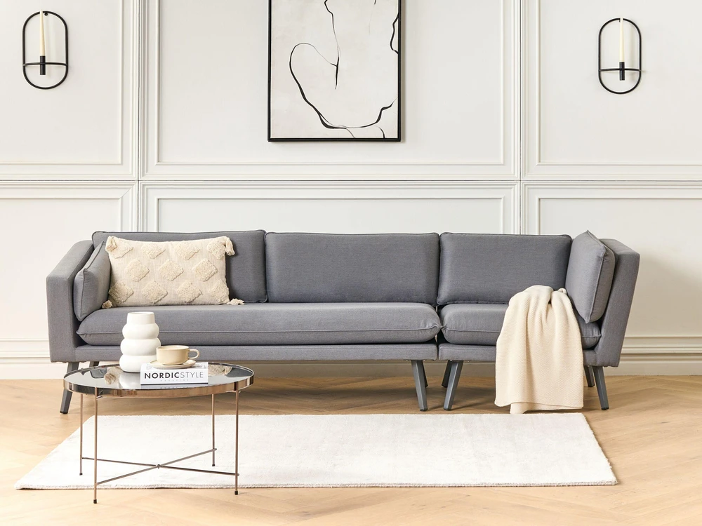 Beliani Sodo sofa 3 asmenims LORETELLO dešininė pilka