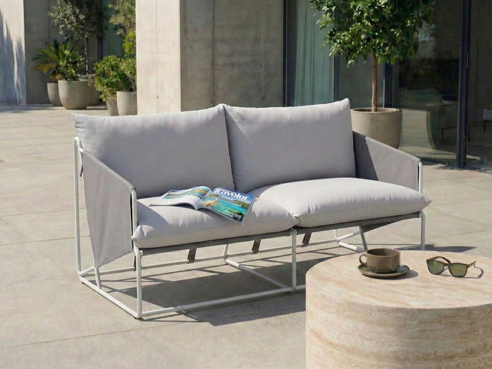 Lauko baldų komplektas Beliani Sodo sofa PONTE, 2 vietų, metalinė, pilka