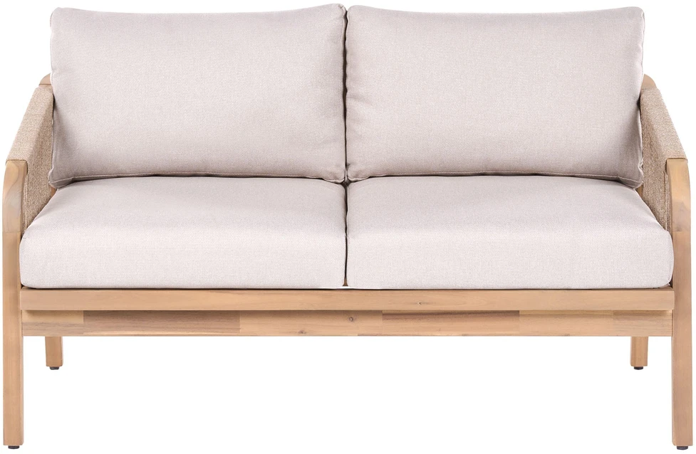 Lauko baldų komplektas Beliani Sodo sofa su staliuku 2 asmenims SUMBA akacijos mediena šviesiai ruda