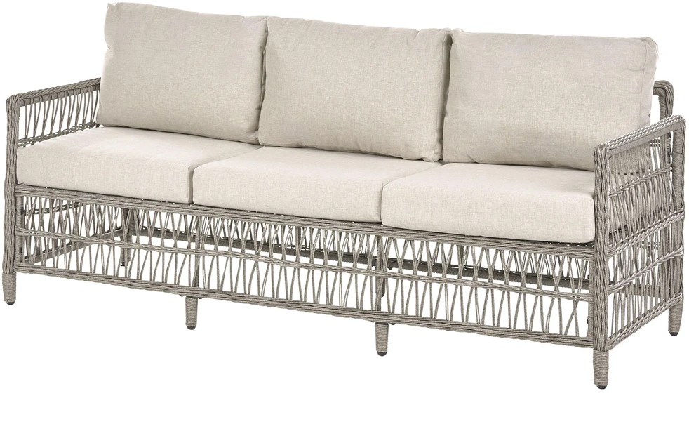 Lauko baldų komplektas Beliani Sodo sofa su otomane 3 asmenims OFENA Technorattan Pilka
