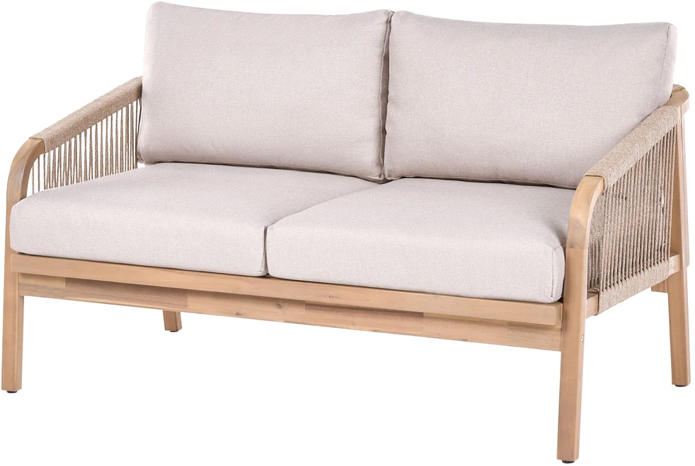 Lauko baldų komplektas Beliani Sodo sofa su staliuku 2 asmenims SUMBA akacijos mediena šviesiai ruda