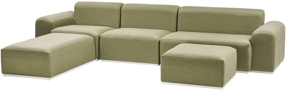 Lauko baldų komplektas Beliani Sodo sofa su otomane 7 asmenims BATTIFOLLO Alyvinė modulinė