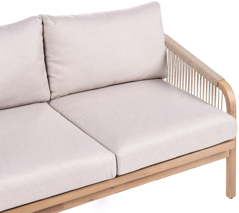 Lauko baldų komplektas Beliani Sodo sofa su staliuku 2 asmenims SUMBA akacijos mediena šviesiai ruda