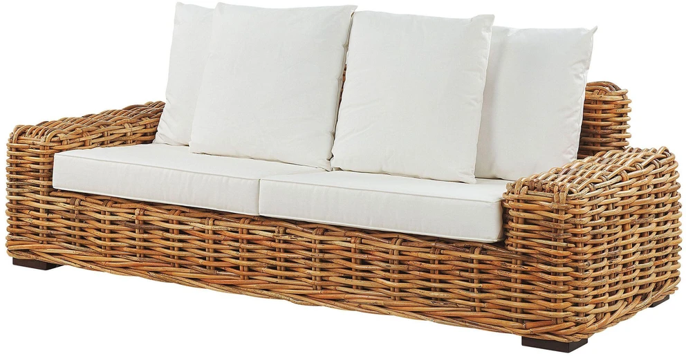 Lauko baldų komplektas Beliani Trivietė sodo sofa FORLI iš natūralaus ratano