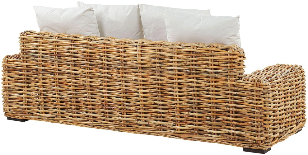 Lauko baldų komplektas Beliani Trivietė sodo sofa FORLI iš natūralaus ratano